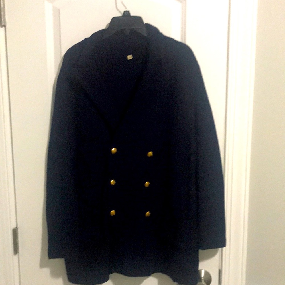 Wool Double breasted NAVY sweater size 44 with god buttons